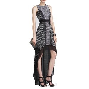 BCBG black and white print Hi Lo dress size 0 NWT